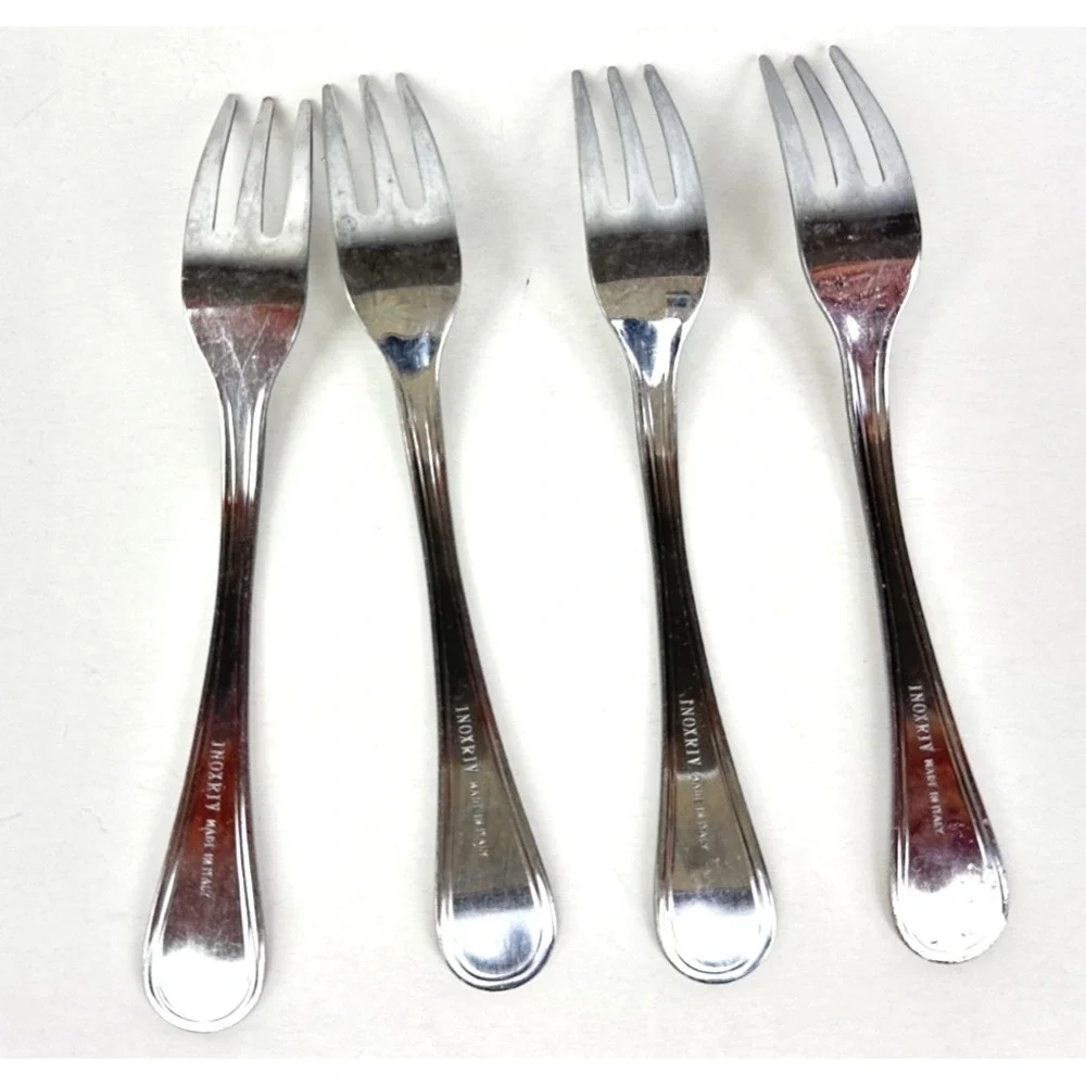 Set  of 4 INOXRIV RIM HANDLED DESSERT FORK  Italian Stainless Steel